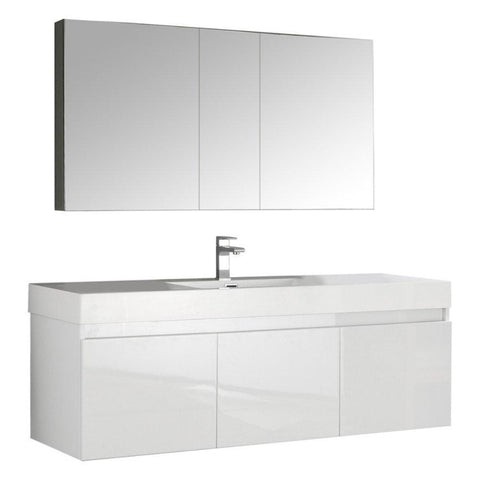 Image of Mezzo 60" Wall Hung Vanity FVN8041WH-FFT1030BN
