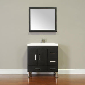 Ripley Collection 30" Single Modern Bathroom Vanity with Mirror - Black AT-8050-B-S