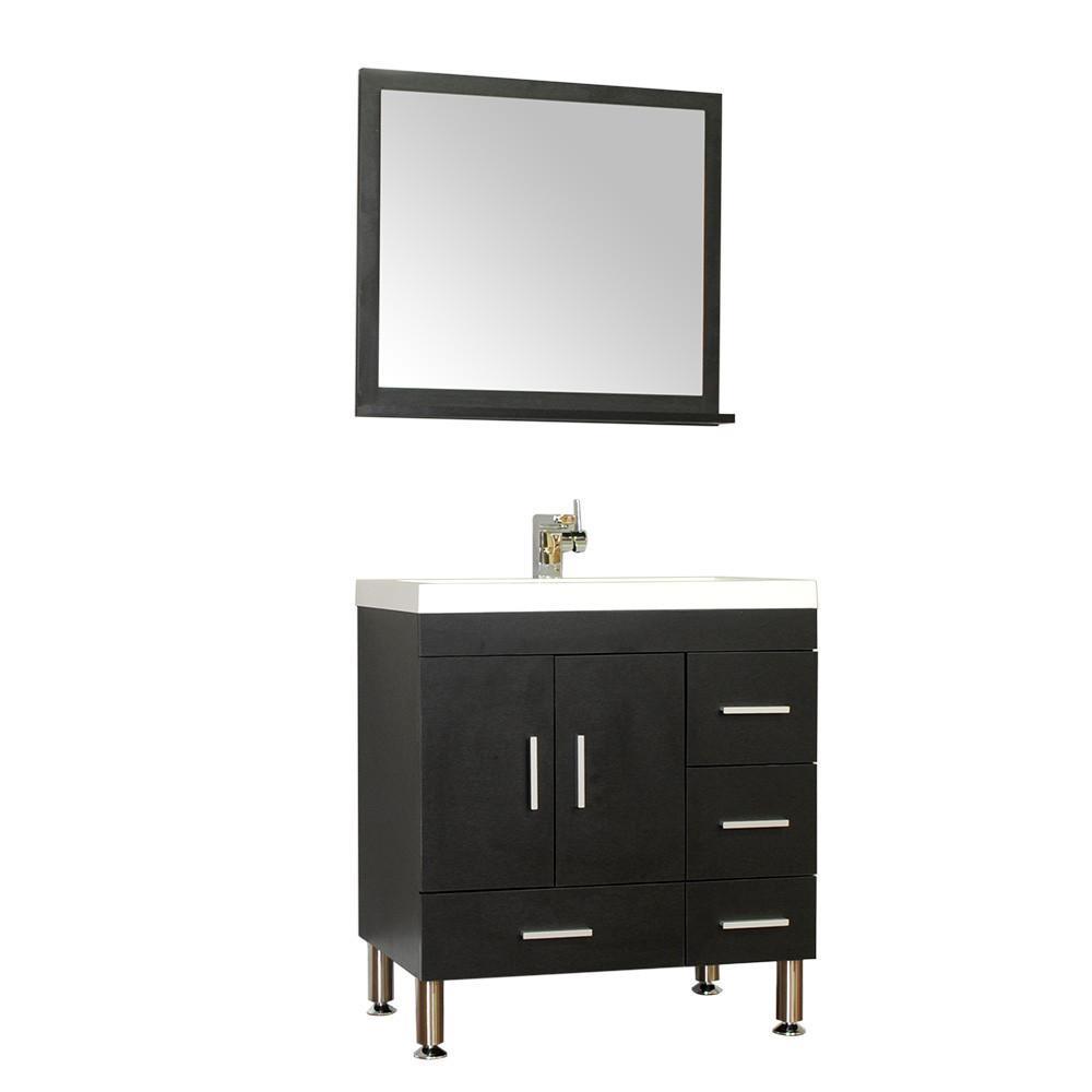 Ripley Collection 30" Single Modern Bathroom Vanity with Mirror - Black AT-8050-B-S