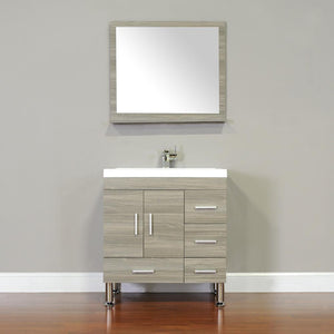 Ripley Collection 30" Single Modern Bathroom Vanity with Mirror - Gray AT-8050-G-S