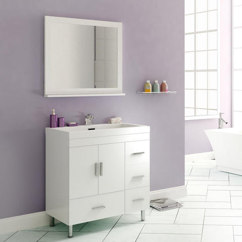 Image of Ripley Collection 30" Single Modern Bathroom Vanity with Mirror - White AT-8050-W-S