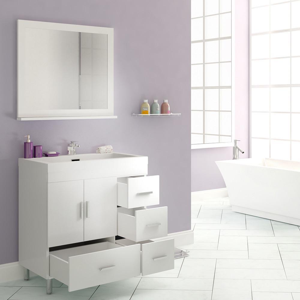 Ripley Collection 30" Single Modern Bathroom Vanity with Mirror - White AT-8050-W-S