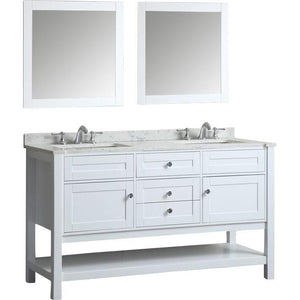 Seacliff by Ariel Mayfield 60" Double Sink Vanity Set in White SC-MAY-60-SWH