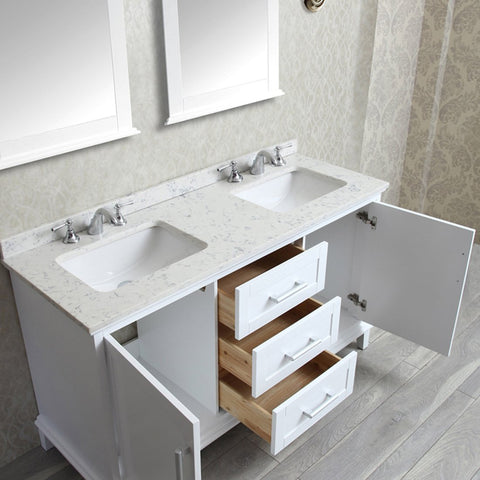 Image of Seacliff by Ariel Nantucket 60" Double Sink Vanity Set in White SC-NAN-60-SWH