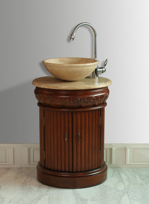 Stufurhome 23 inch Edwina Single Sink Vanity with Travertine Marble Top GM-2211-23-TR