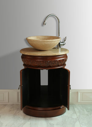 Stufurhome 23 inch Edwina Single Sink Vanity with Travertine Marble Top