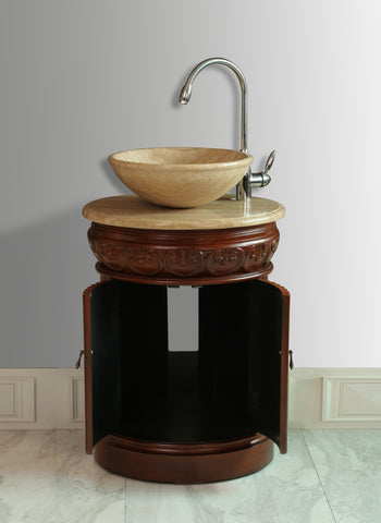 Image of Stufurhome 23 inch Edwina Single Sink Vanity with Travertine Marble Top GM-2211-23-TR