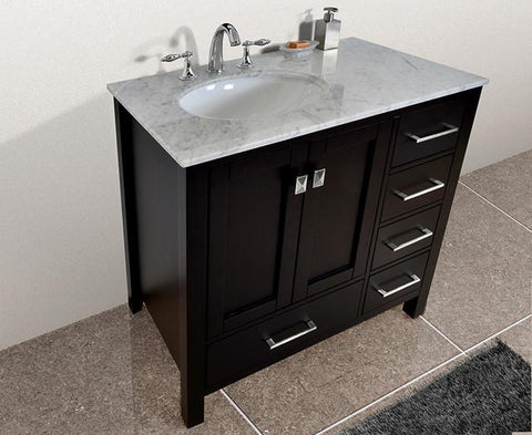 Image of Stufurhome 36 inch Malibu Espresso Single Sink Bathroom Vanity with Mirror GM-6412-36ES-CR-M35