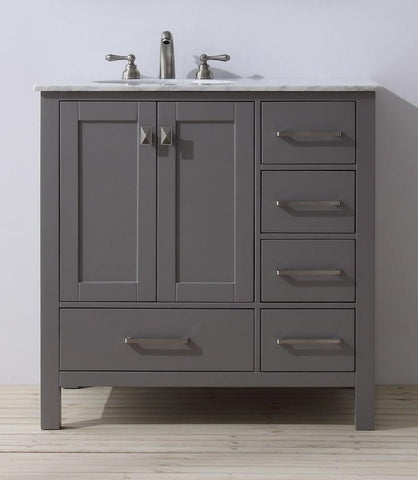 Image of Stufurhome 36 inch Malibu Grey Single Sink Bathroom Vanity GM-6412-36GY-CR