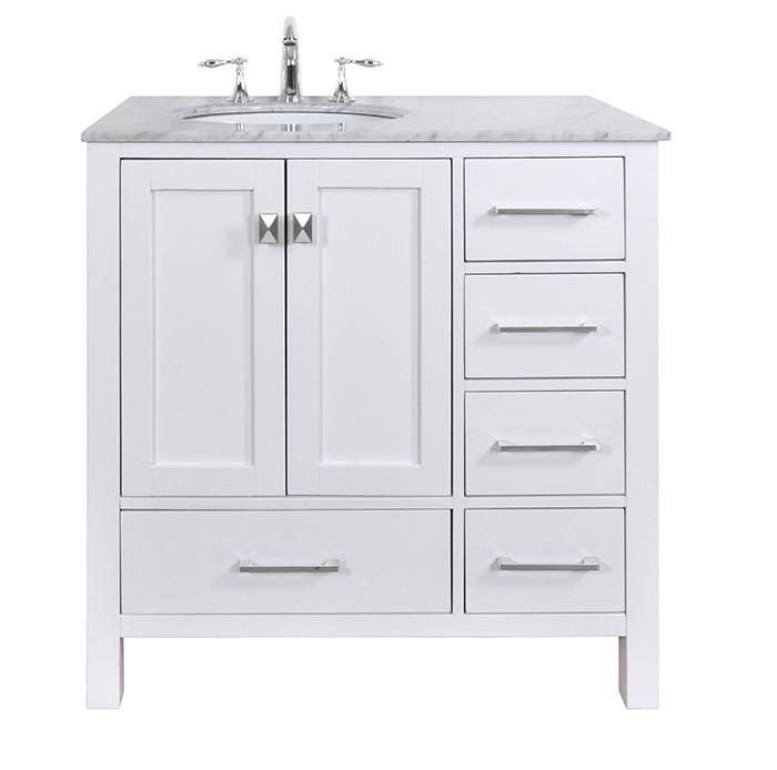 Stufurhome 36 inch Malibu Pure White Single Sink Bathroom Vanity GM-6412-36PW-CR