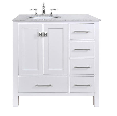 Image of Stufurhome 36 inch Malibu Pure White Single Sink Bathroom Vanity GM-6412-36PW-CR