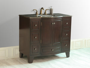 Stufurhome 40 inch Grand Cheswick Single Sink Vanity with Baltic Brown Granite Top