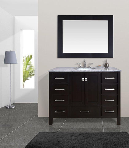 Image of Stufurhome 48 inch Malibu Espresso Single Sink Bathroom Vanity with Mirror GM-6412-48ES-CR-M47