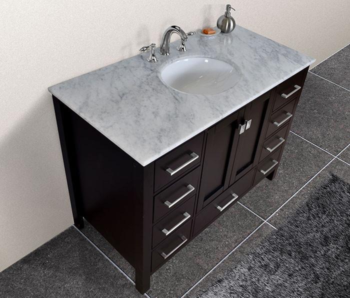 Stufurhome 48 inch Malibu Espresso Single Sink Bathroom Vanity with Mirror GM-6412-48ES-CR-M47