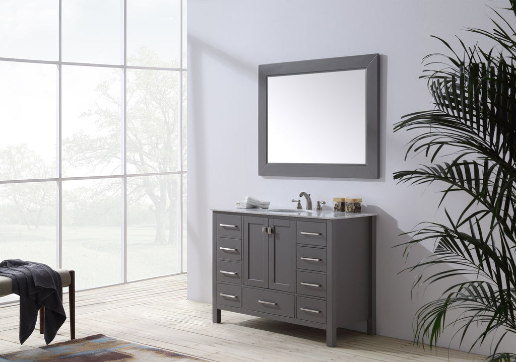 Stufurhome 48 inch Malibu Grey Single Sink Bathroom Vanity with Mirror GM-6412-48GY-CR-M47