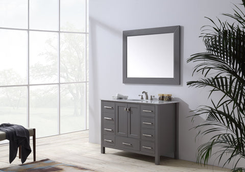 Image of Stufurhome 48 inch Malibu Grey Single Sink Bathroom Vanity with Mirror GM-6412-48GY-CR-M47