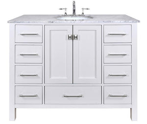 Stufurhome 48 inch Malibu Pure White Single Sink Bathroom Vanity GM-6412-48PW-CR