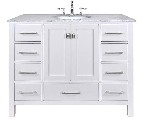Image of Stufurhome 48 inch Malibu Pure White Single Sink Bathroom Vanity GM-6412-48PW-CR