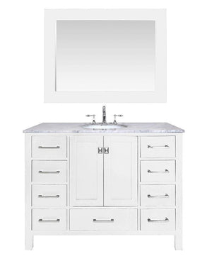Stufurhome 48 inch Malibu Pure White Single Sink Bathroom Vanity with Mirror GM-6412-48PW-CR-M47