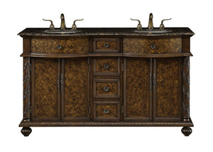 Stufurhome 60 inch Amelia Double Sink Vanity with Baltic Brown Granite Top GM-5116-60-BB