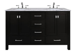 Stufurhome 60 inch Malibu Espresso Double Sink Bathroom Vanity GM-6412-60ES-CR