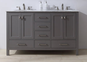 Stufurhome 60 inch Malibu Grey Double Sink Bathroom Vanity GM-6412-60GY-CR