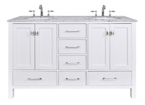 Stufurhome 60 inch Malibu Pure White Double Sink Bathroom Vanity GM-6412-60PW-CR