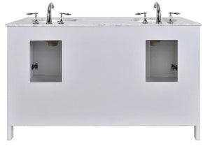 Stufurhome 60 inch Malibu Pure White Double Sink Bathroom Vanity
