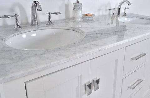 Image of Stufurhome 60 inch Malibu Pure White Double Sink Bathroom Vanity with Mirror GM-6412-60PW-CR-M59