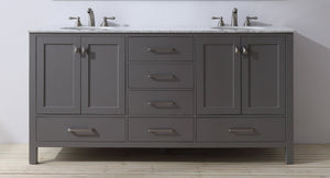 Stufurhome 72 inch Malibu Grey Double Sink Bathroom Vanity GM-6412-72GY-CR
