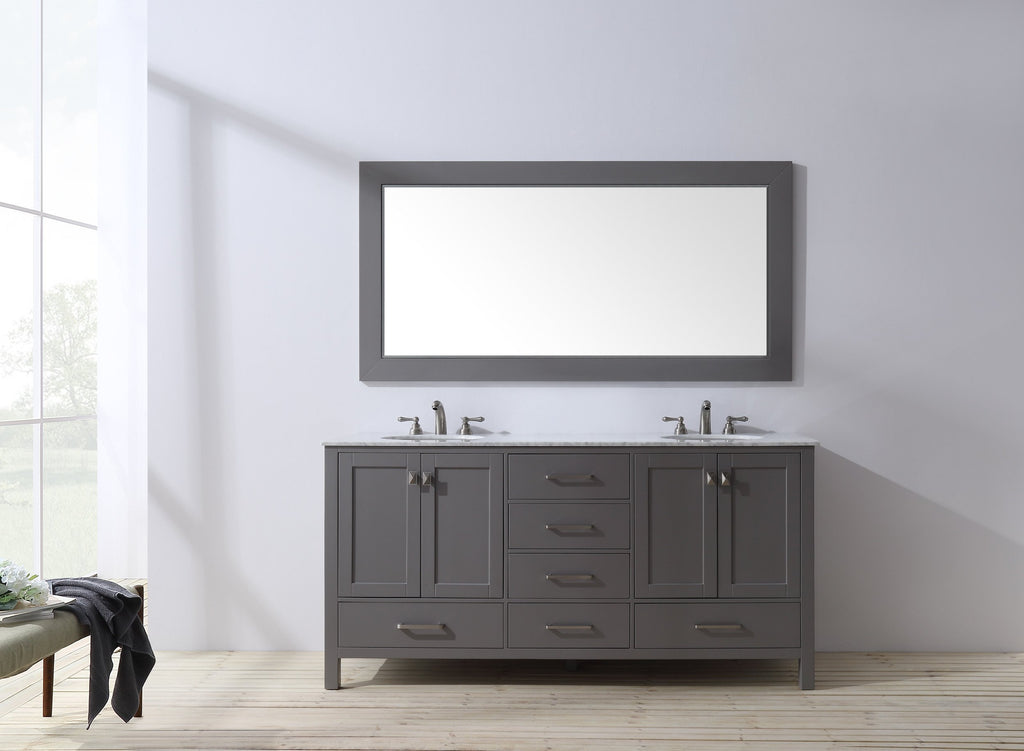 Stufurhome 72 inch Malibu Grey Double Sink Bathroom Vanity with Mirror GM-6412-72GY-CR-M71