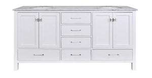 Stufurhome 72 inch Malibu Pure White Double Sink Bathroom Vanity GM-6412-72PW-CR