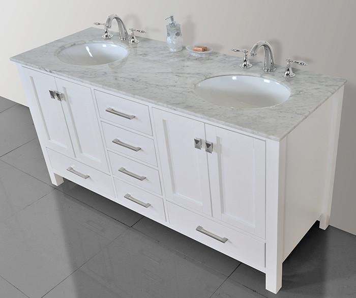 Stufurhome 72 inch Malibu Pure White Double Sink Bathroom Vanity GM-6412-72PW-CR