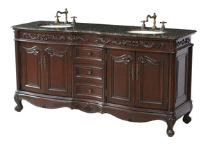 Stufurhome 72 inch Saturn Double Sink Vanity with Baltic Brown Granite Top GM-3323-72-BB