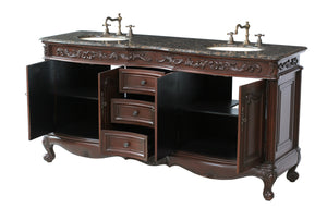 Stufurhome 72 inch Saturn Double Sink Vanity with Baltic Brown Granite Top