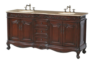 Stufurhome 72 inch Saturn Double Sink Vanity with Travertine Marble Top GM-3323-72-TR
