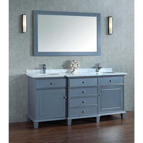 Image of Stufurhome Cadence Grey 72 inch Double Sink Bathroom Vanity with Mirror HD-7000G-72-CR