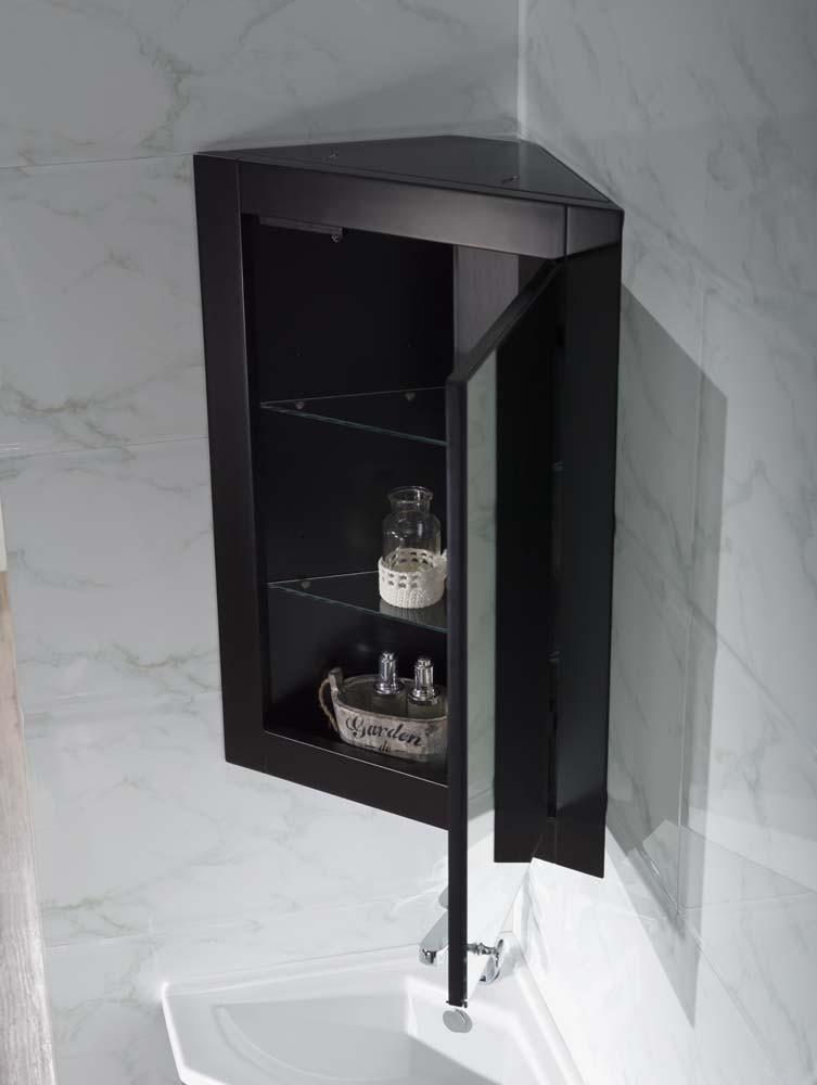 Stufurhome Hampton Espresso 27 Inch Corner Bathroom Vanity with Medicine Cabinet TY-415ES