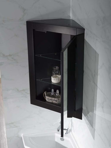 Image of Stufurhome Hampton Espresso 27 Inch Corner Bathroom Vanity with Medicine Cabinet TY-415ES