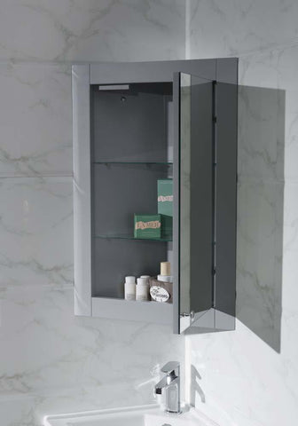 Image of Stufurhome Hampton Grey 27 Inch Corner Bathroom Vanity with Medicine Cabinet TY-415GY