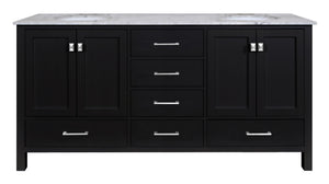 Stufurhome Malibu 72 Inch Espresso Double Sink Bathroom Vanity GM-6412-72ES-CR