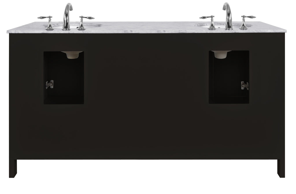 Stufurhome Malibu 72 Inch Espresso Double Sink Bathroom Vanity GM-6412-72ES-CR
