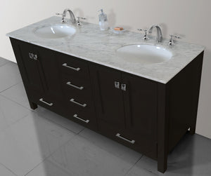 Stufurhome Malibu 72 Inch Espresso Double Sink Bathroom Vanity with Mirror