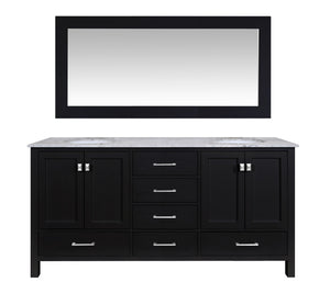 Stufurhome Malibu 72 Inch Espresso Double Sink Bathroom Vanity with Mirror GM-6412-72ES-CR-M71