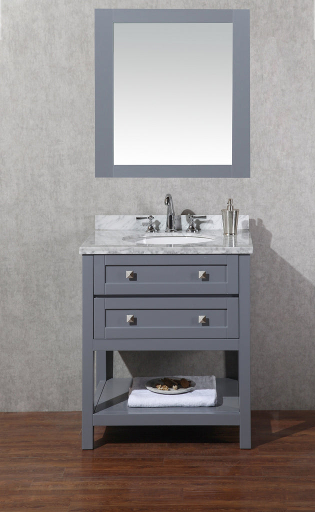 Stufurhome Marla 30 inch Single Sink Bathroom Vanity with Mirror in Grey HD-6868G-30-CR