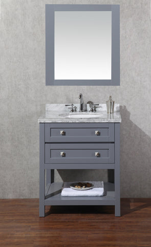 Image of Stufurhome Marla 30 inch Single Sink Bathroom Vanity with Mirror in Grey HD-6868G-30-CR