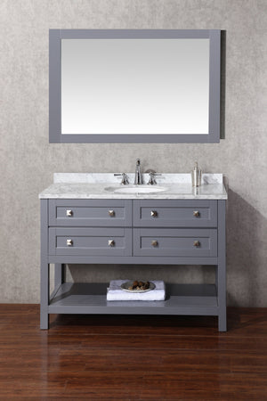Stufurhome Marla 48 inch Single Sink Bathroom Vanity with Mirror in Grey HD-6868G-48-CR