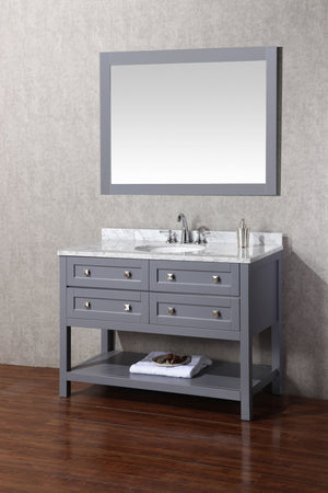Stufurhome Marla 48 inch Single Sink Bathroom Vanity with Mirror in Grey