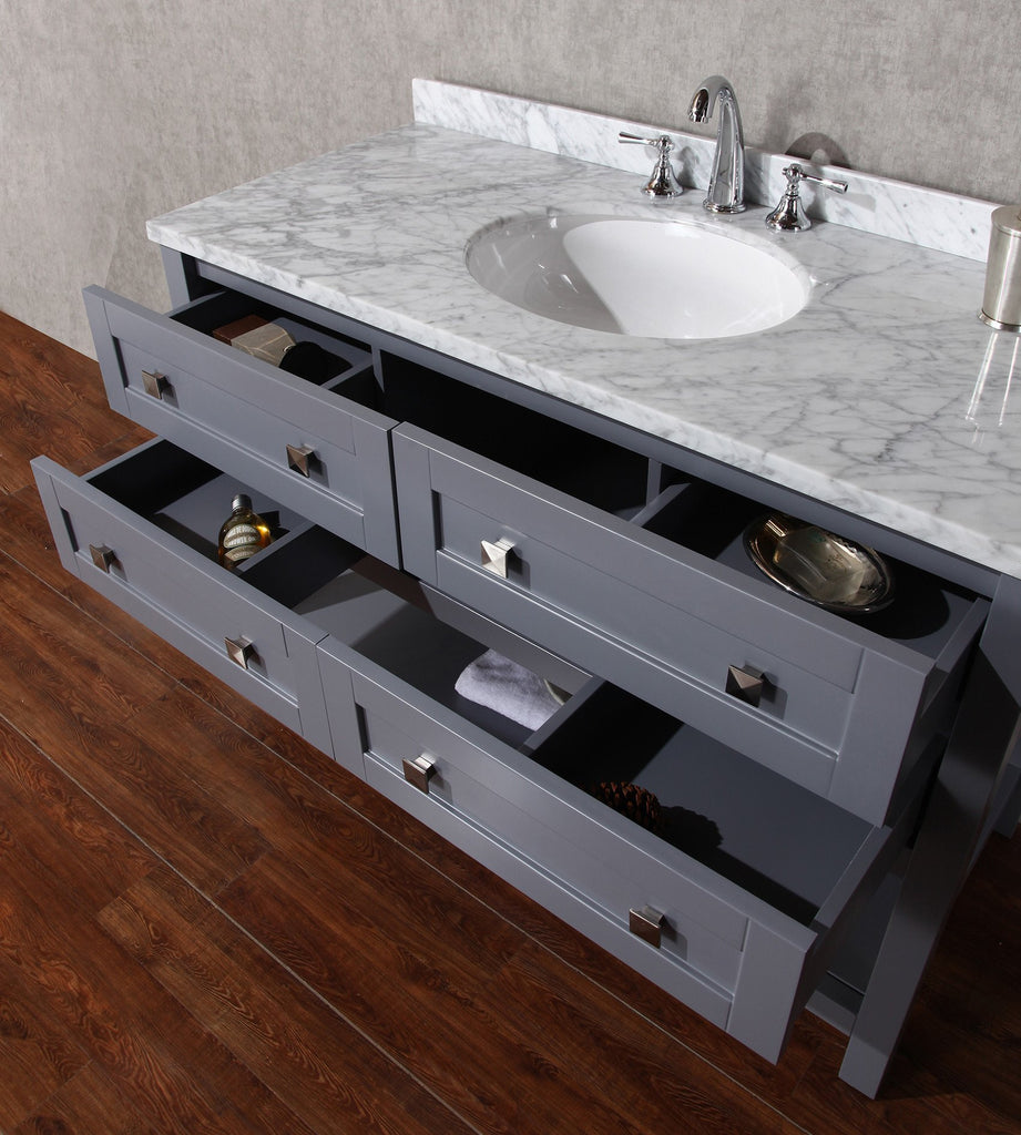 Stufurhome Marla 48 inch Single Sink Bathroom Vanity with Mirror in Grey HD-6868G-48-CR