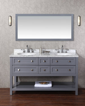 Stufurhome Marla 60 inch Double Sink Bathroom Vanity with Mirror in Grey HD-6868G-60-CR